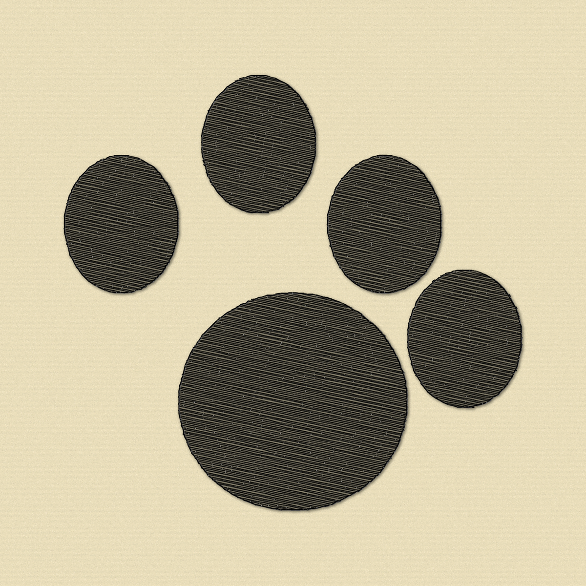 Paw Print embroidery simulation